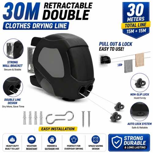 30m retractable washing line - washing,